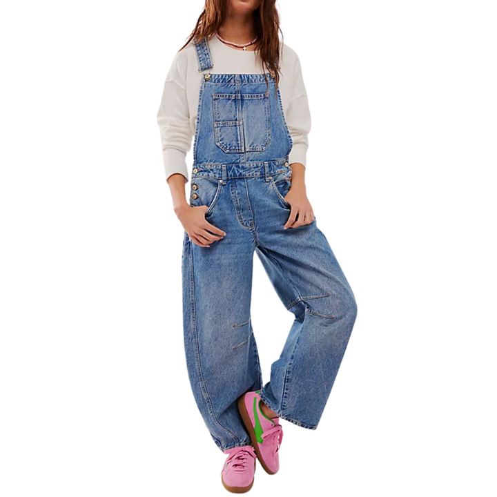 BODIL™ – Vintage Washed Wide-Leg Denim Overalls