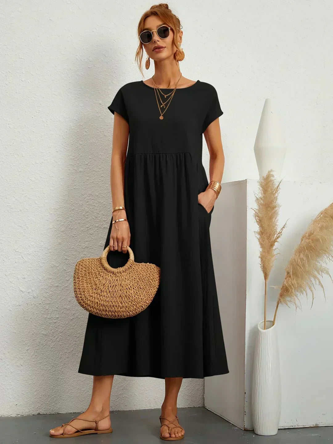 Heike | Flowing Midi Dress With Timeless Elegance