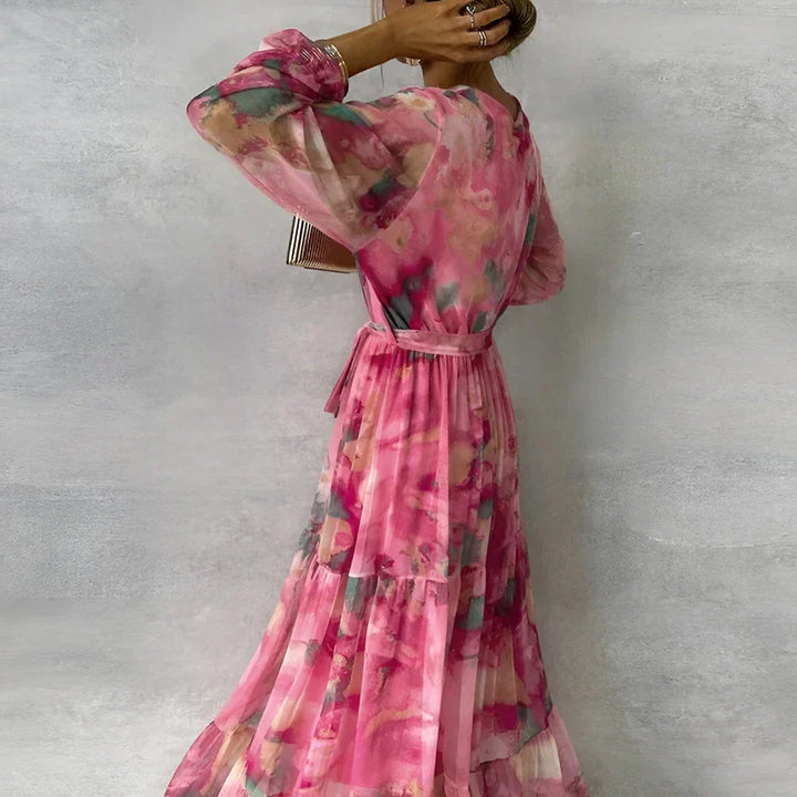 Lucia | Long Summer Dress With a Floral Print And Adjustable Silhouette