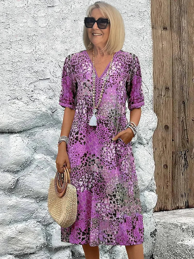 Dorina | Printed V-Neck Dress